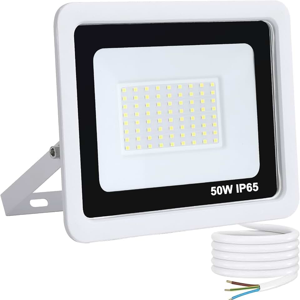 YCZM LED Strahler Außen 50W,LED Strahler Außen Weiß,Scheinwerfer IP65 Wasserdicht,Außenstrahler 6500K Kaltweiß 5000LM,Aussenstrahler 72 LEDs,1 Stück Outdoor Floodlight für Garten Garage Hof Sportplatz