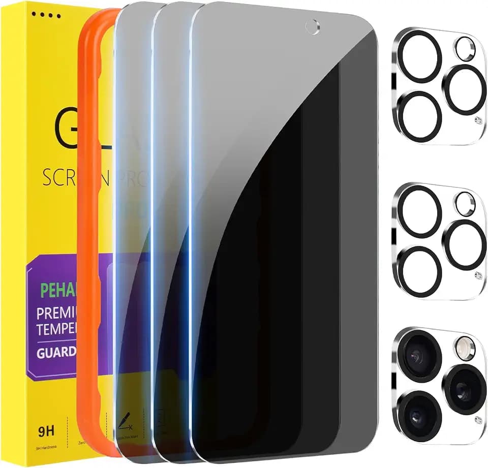PEHAEL for iPhone 16 Pro Privacy Screen Protector+Camera Lens Protector