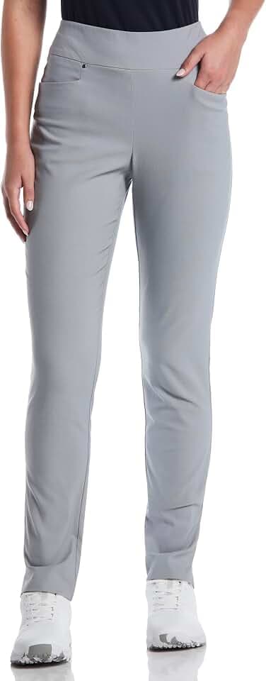 PGA Tour Women's Stretch Golf Pants with Pull-on Waist, 31" & 32" Inseams, Tummy Control, Moisture-Wicking, Sun Protection