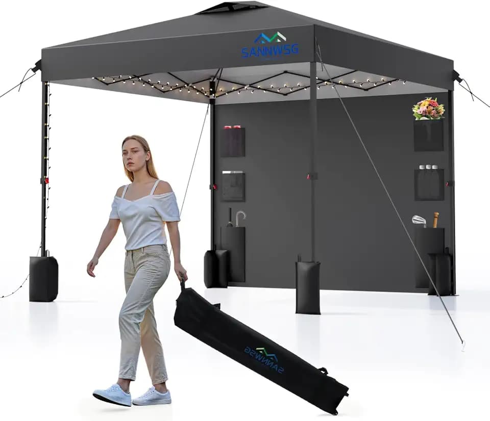 6X6 Pop Up Canopy Tent with Wall,Removable Pockets Sidewall for Extra Storag