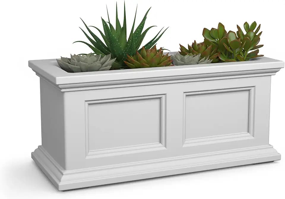 Mayne Fairfield 24in Self-Watering Rectangular Window Box Planter, White