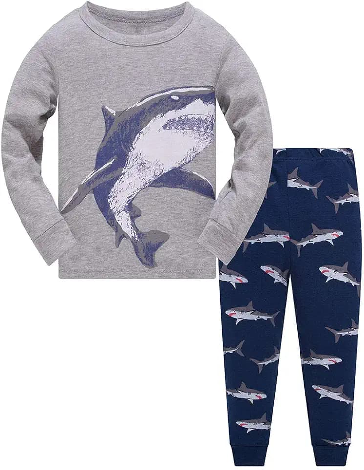 TEDD Jungen Schlafanzug Dinosaurier Langarm Zweiteilig Pyjama Kinder Baumwolle Schlafanzüge Set Winter Weihnachten Nachtwäsche Größe 1-12 Jahre