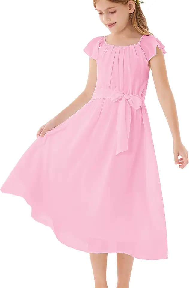 GRACE KARIN Mädchen Sommerkleid Elegantes Chiffon Prinzessinnen Langkleid Hochzeitsgast Abendkleid für Teenager-Mädchen 5-14 Jahre