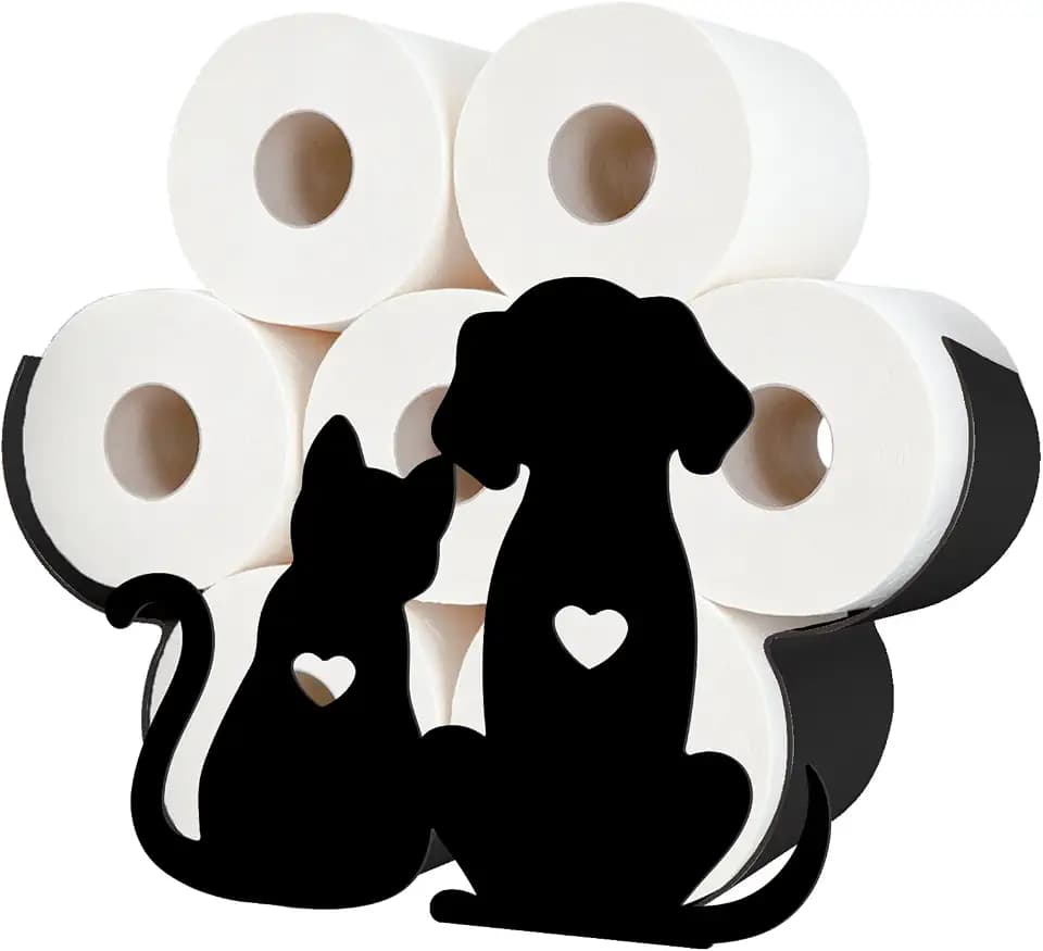 Cat & Dog Toilet Paper Holder Wall Mount/Stand for Extra 8 Rolls