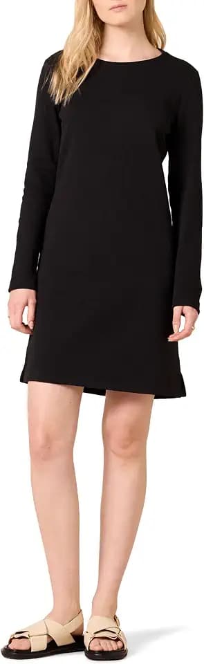 Amazon Essentials Women's Relaxed Fit Long-Sleeve Sweatshirt Dress with Ribbed Details, Crewneck Fleece Above-The-Knee