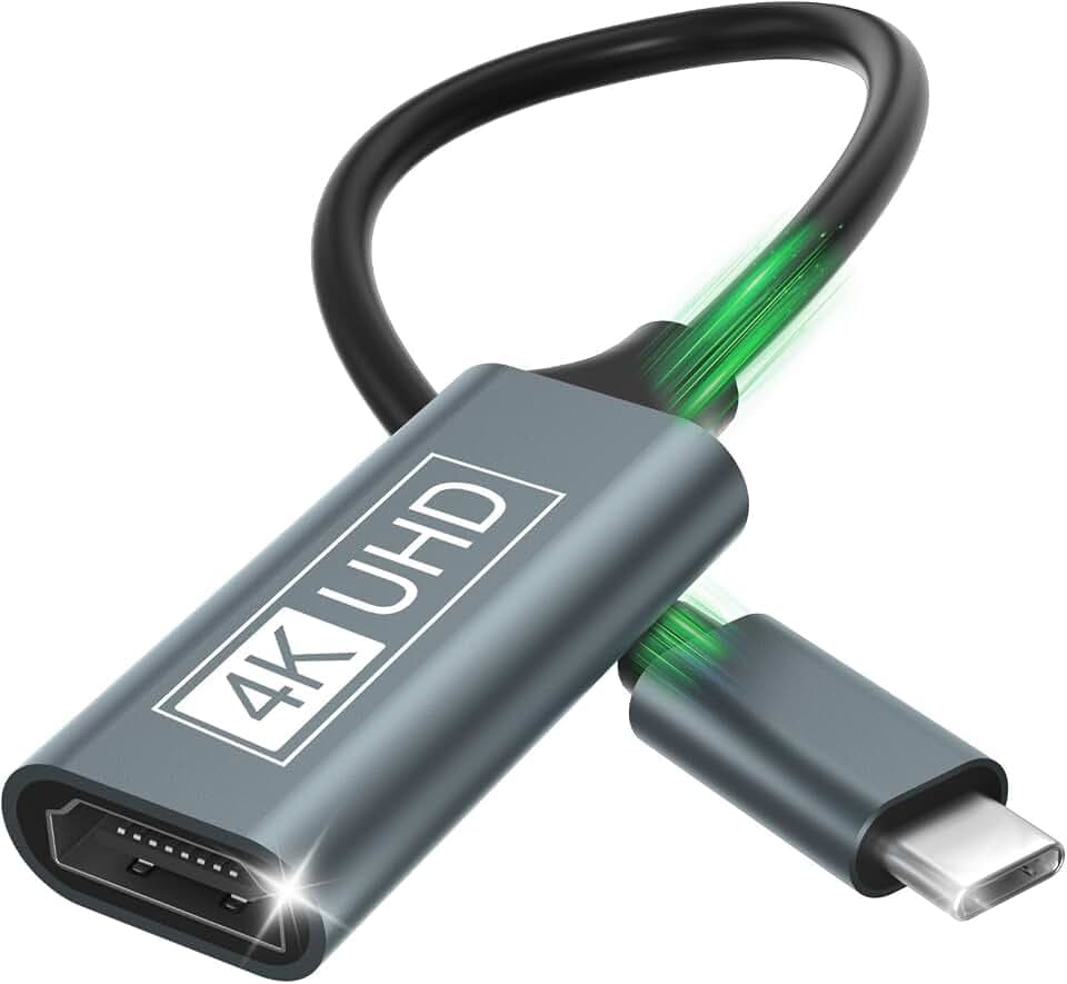 USB C auf HDMI, Type C auf HDMI 4K Adapter Thunderbolt 3/4 AUF USBC auf Hdmi Adapter Kompatibel mit iPhone 17/16Pro/16Pro Max/16/15, MacBook Pro/Air, iPadPro/Air, Galaxy S/Note, Dell XPS