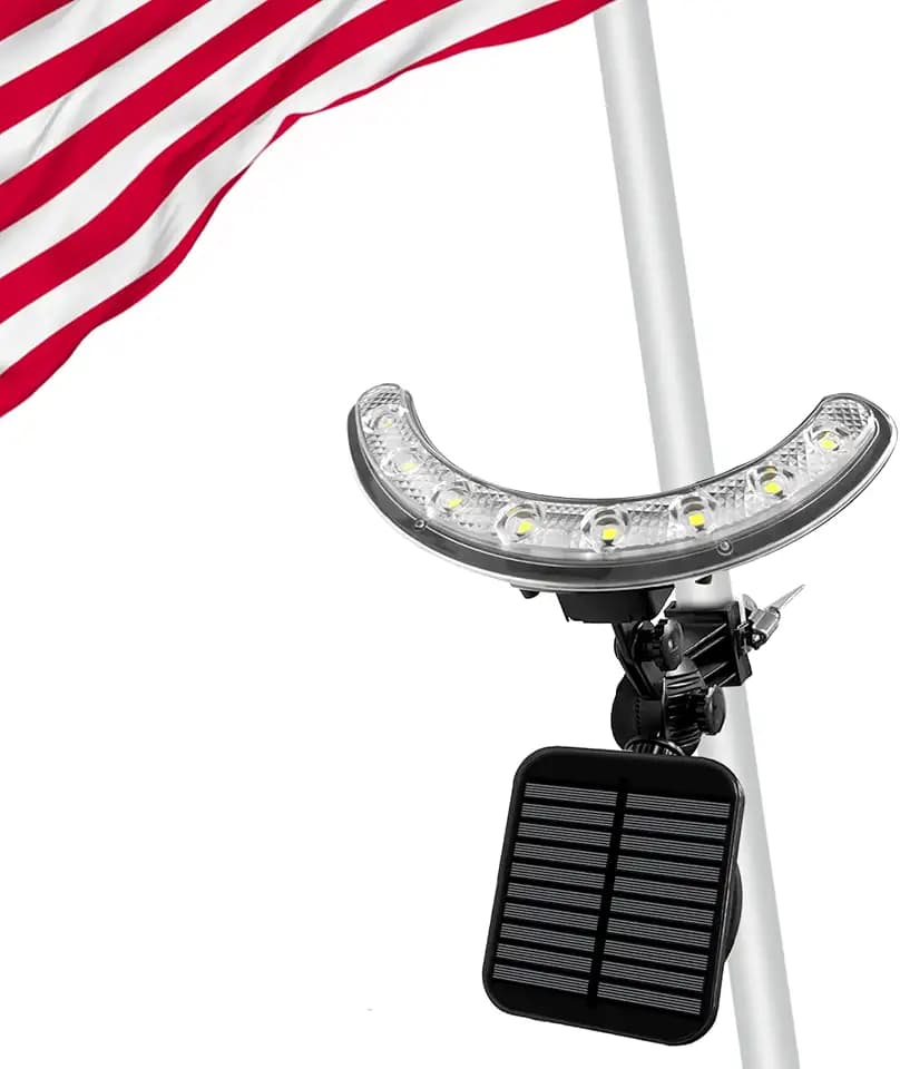 Flag Pole Light Outdoor Solar Flagpole Light House Mount with Adjustable 180° Direction, 360lm Brightness, IP65 Waterproof for 1''-1.5" Poles