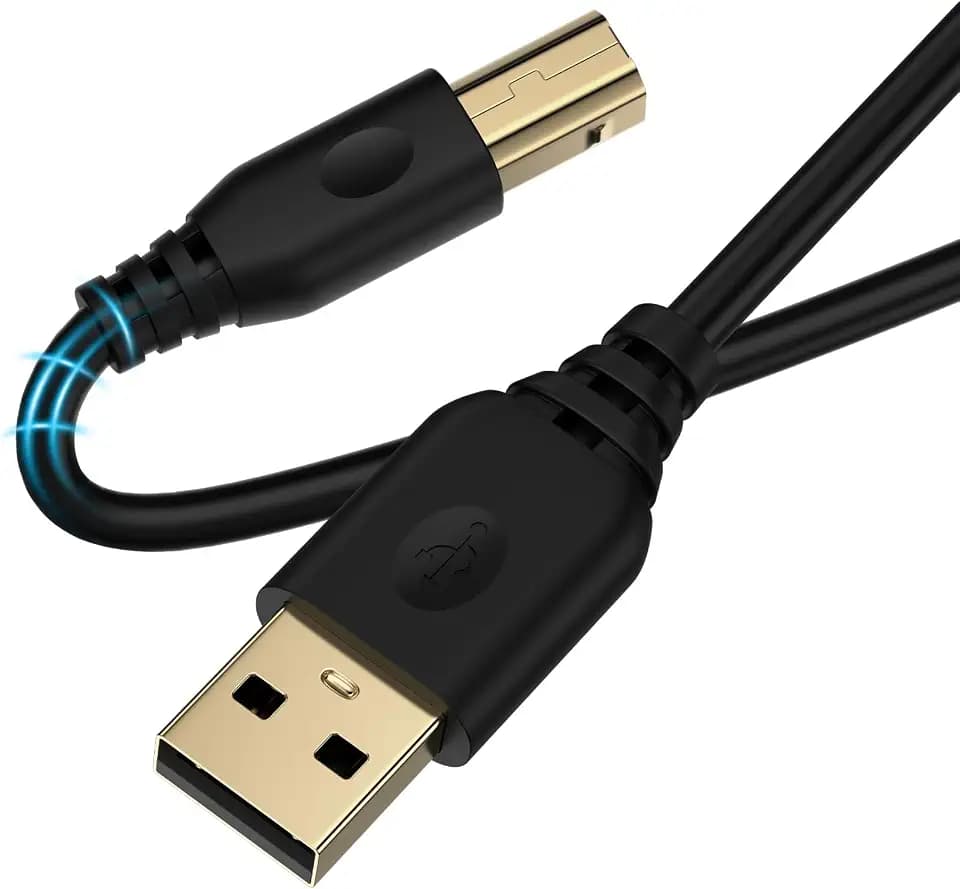 10FT USB Printer Cable,USB A to USB B Scanner Cable Printer Cord USB Type B High Speed printer cable Long MIDI CABLE for HP,Canon,Brother,Computer,Laptop,Dell,Epson,Lexmark,Xerox,Samsung,Digital Piano
