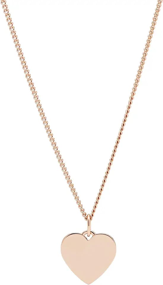 FOSSIL Damen Roségoldfarbenes Edelstahlarmband mit Karabinerverschluss und herzförmigem Anhänger