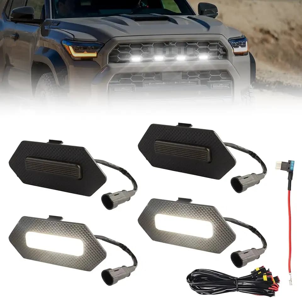4 PCS Full LED Front Grille Lights for Toyo-ta 4runner 2025 TRD & TRD PRO & Trailhunter, White LED Grilles Clearance Light, 4Runner Accessories