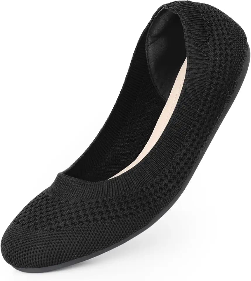 Womens Mary Jane Shoes Comfortable Strap Flats Dressy Casual Ballet Flats Shoes Floral Buckle Round Toe Black Flats Shoes for Women