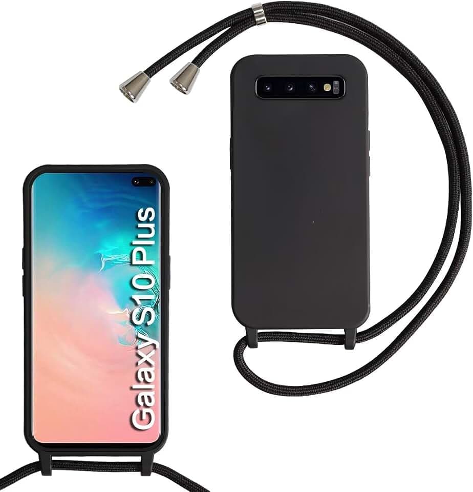 xinyunew Handykette für Samsung Galaxy S10 Plus Hülle mit Band, Handyhülle mit Schnur zum Umhängen, weiche TPU Silikonhülle mit Band [abnehmbar] Halskettenhülle für Samsung Galaxy S10 Plus-Schwarz