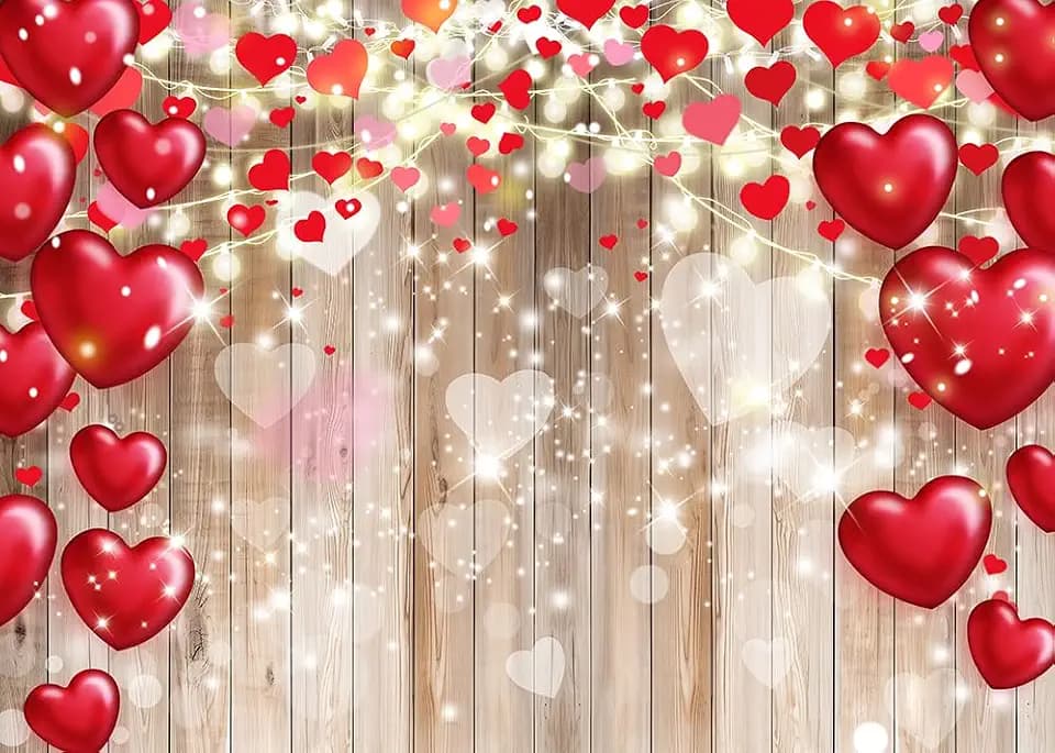 CHAIYA 10x8ft Valentine's Day Backdrop Wood Backdrop Mother's Day Party Bridal Shower Valentine Day Dessert Cake Table Decoration