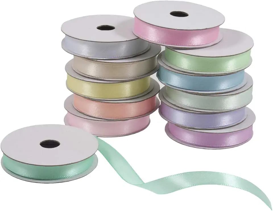Trimits Ribbon Bag: Pastell: 10 mm x 2 m: 12 Stück