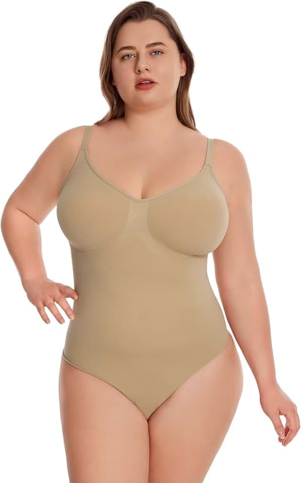 Shapewear Damen Body Shaper Bauchweg Bodysuit Formender Miederbody Sculpting Tanga mit Verstellbarer Schultergurt