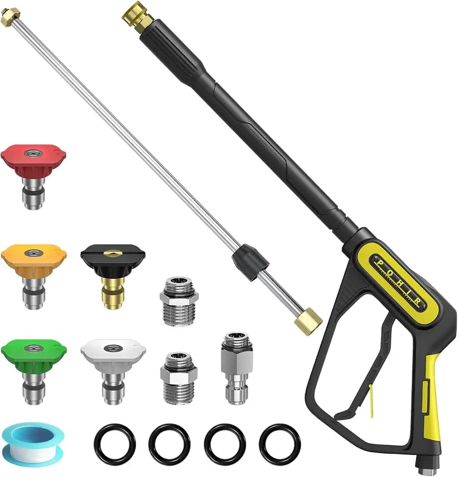 POHIR 5000PSI Pressure Washer Gun with 40'' Wand Extension 5 Nozzle Tips