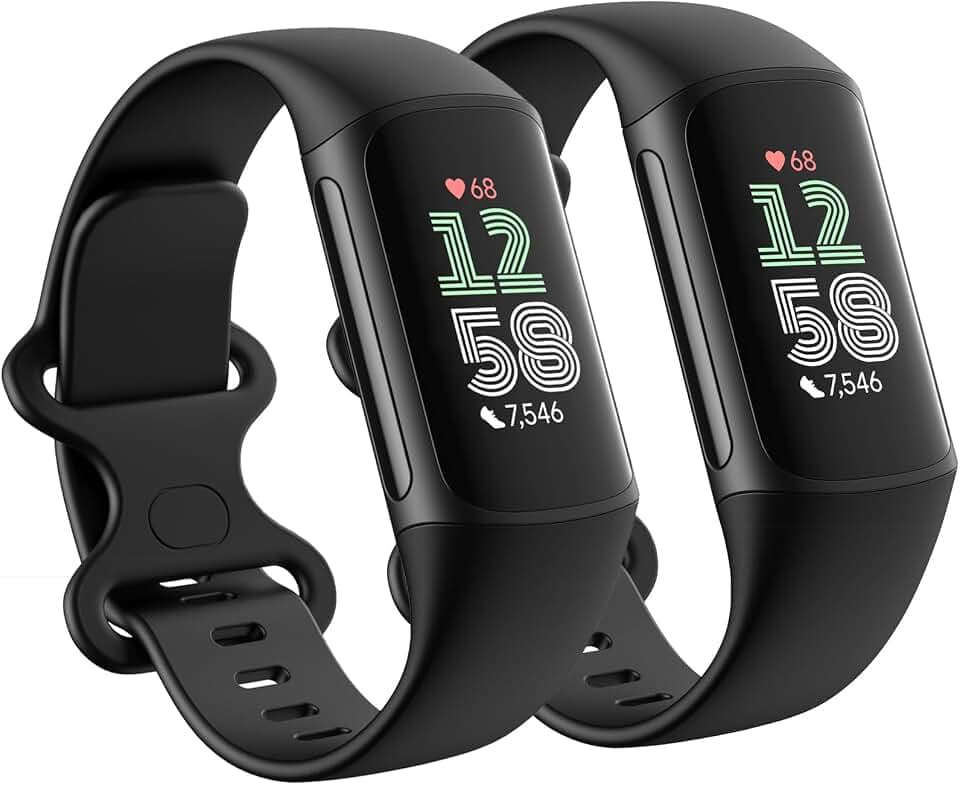 2 Pack Waterproof Bands Compatible with Fitbit Charge 6 / Charge 5 Bands