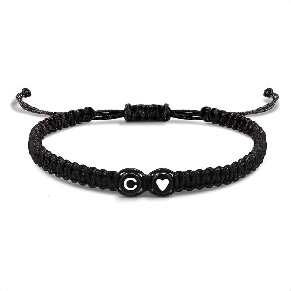 Armband mit Buchstabe und Herz für Freunde und Paare - Initiale A-Z Name - Geflochtenes Freundschaftsarmband für Frauen, Männer und Kinder