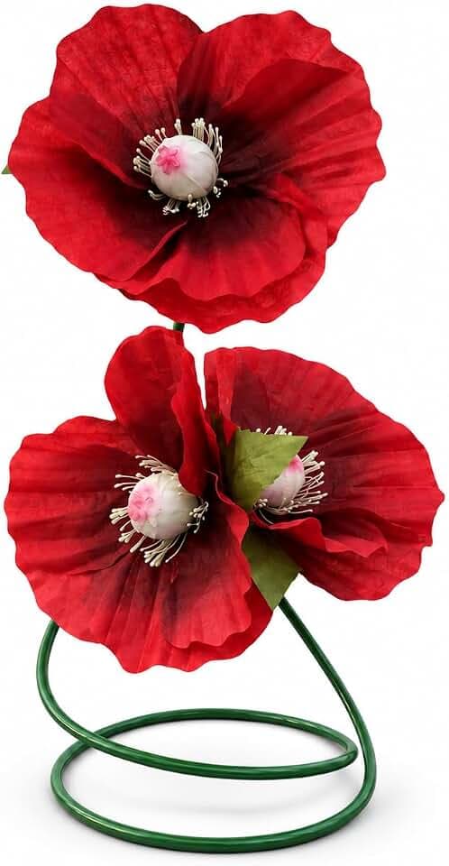 3.2 Ft Giant Red Artificial Poppy Flower For Decoration with Floor Stand