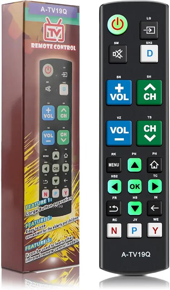 Universal Big Button TV Remote Replacement, Compatible with All Samsung/VIZIO/LG/Sony/Philips Smart TVs and More