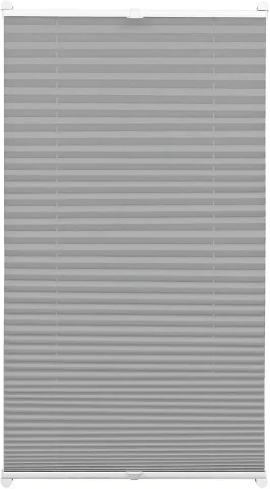 GARDINIA EASYFIX Plissee ohne Bohren, Zum Klemmen, Blickdichtes Falt-Rollo, Inkl. Aller Montage-Teile, 2 Bedienschienen, Schiefer, 45 x 130 cm