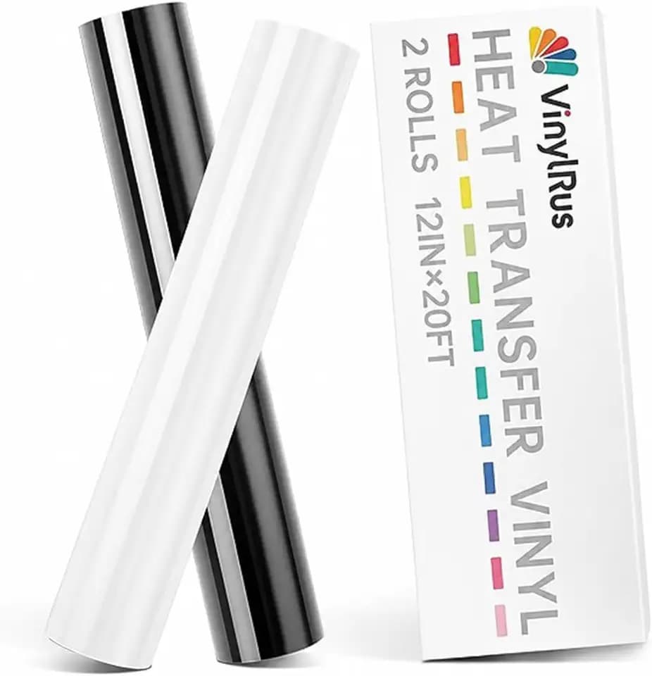 VinylRus Heat Transfer Vinyl, Black & White, 12" x 20ft