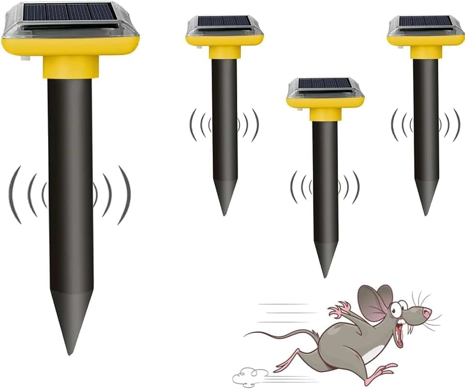 4 Stück Wühlmaus vertreiben,Solar Maulwurfschreck, Maulwurf Vertreiber Wühlmausschreck,Wühlmausabwehr Schlagenabwehr Eidechsenabwehr Mole Schädlingsbekämpfung für Den Rasen Garten