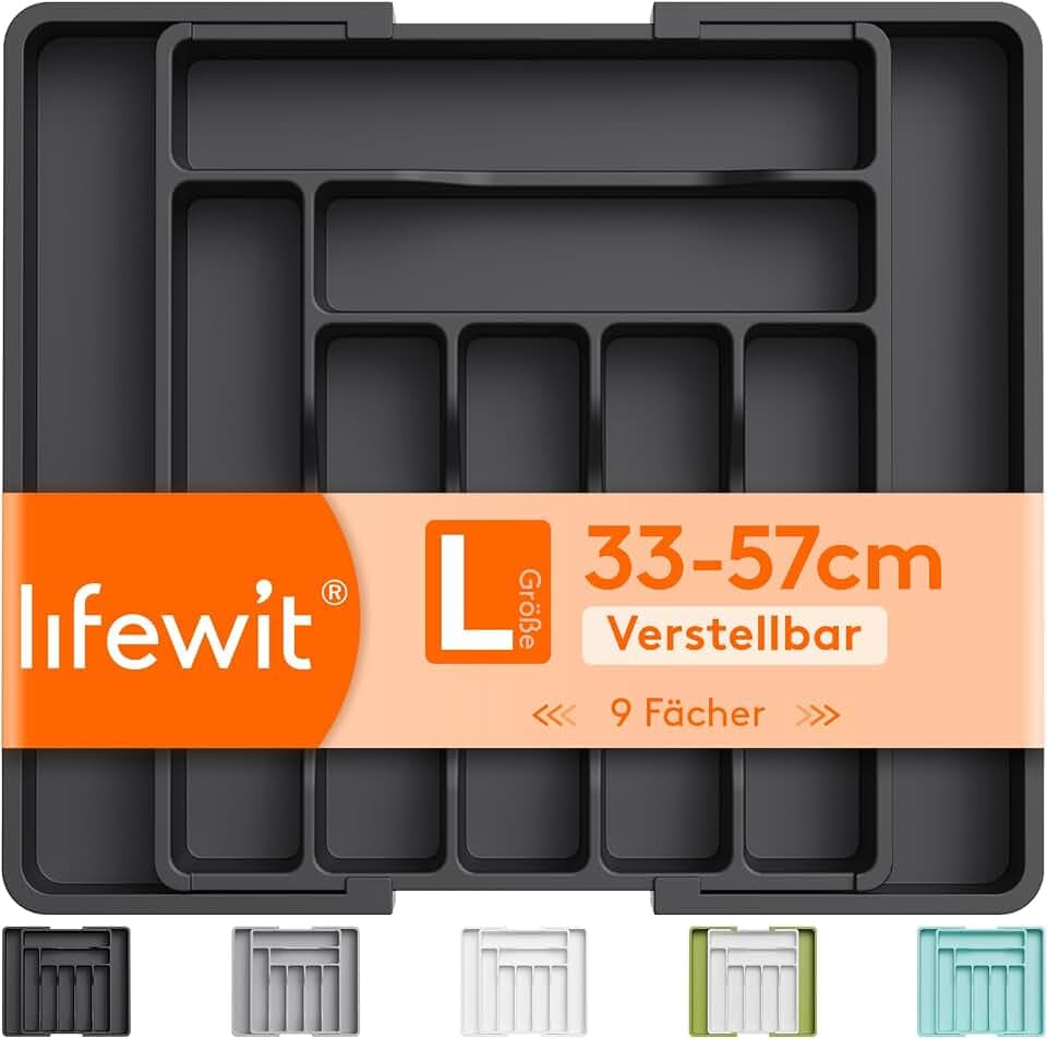 Lifewit Besteckkasten für Schubladen, Besteckständer Breite 33-57 cm