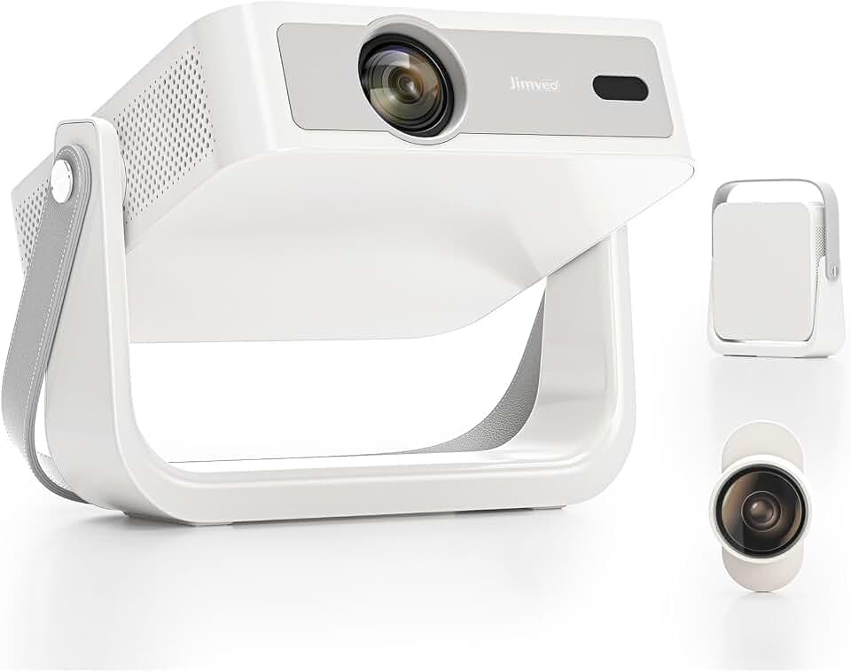Jimveo Portable-Projector-with WiFi and Bluetooth Magnetic Filter (White)