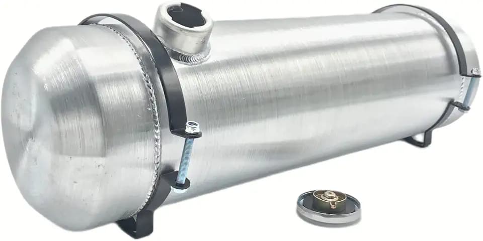 JSD 6 Gallons 8"x28" Aluminum Spun Round Gas Tank Fuel Tank End Fill 1/4" NPT Outlet