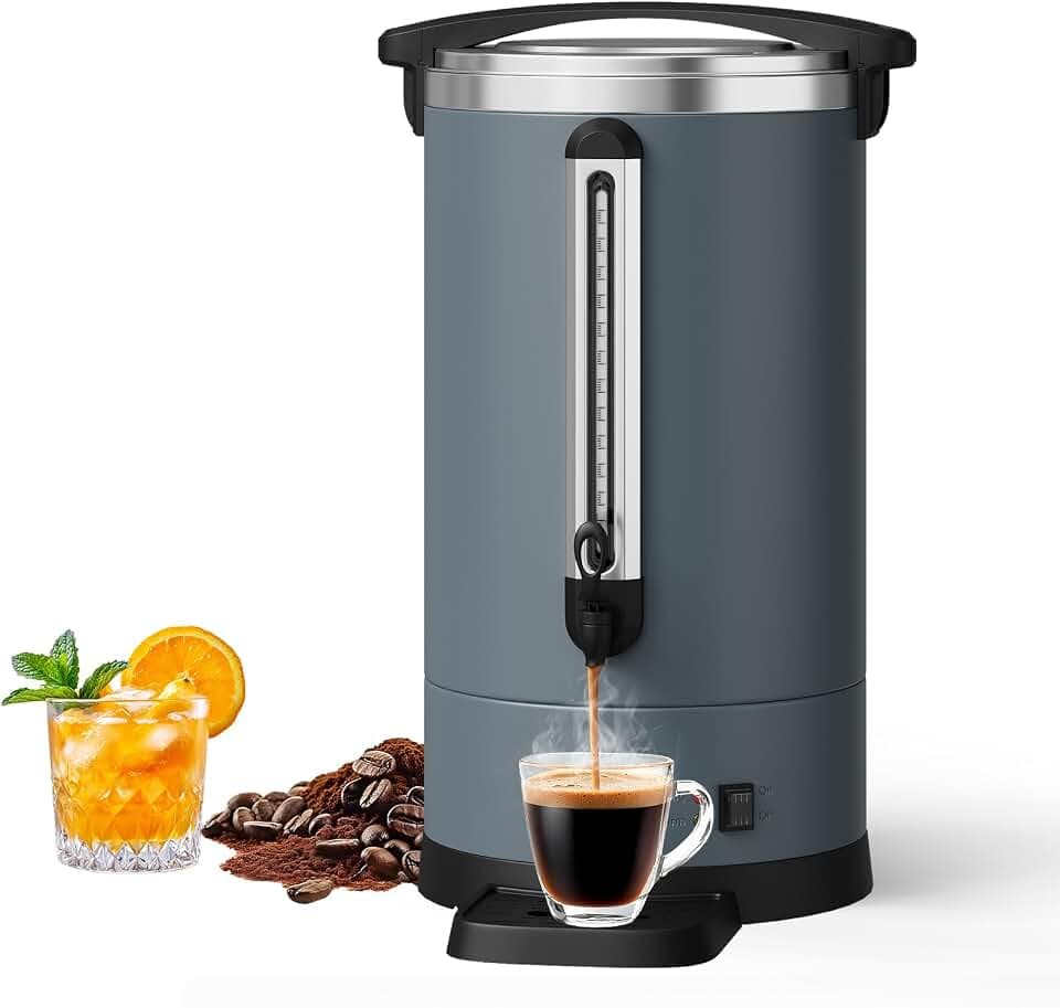 GarveeHome 120 Cups Coffee Urn,18 L/4.8 gal Double Wall Commerical Coffee Maker for Buffet Catering Wedding Gathering, Large Capacity Hot Coffee Dispenser, Stainless Steel Hot Water Urn