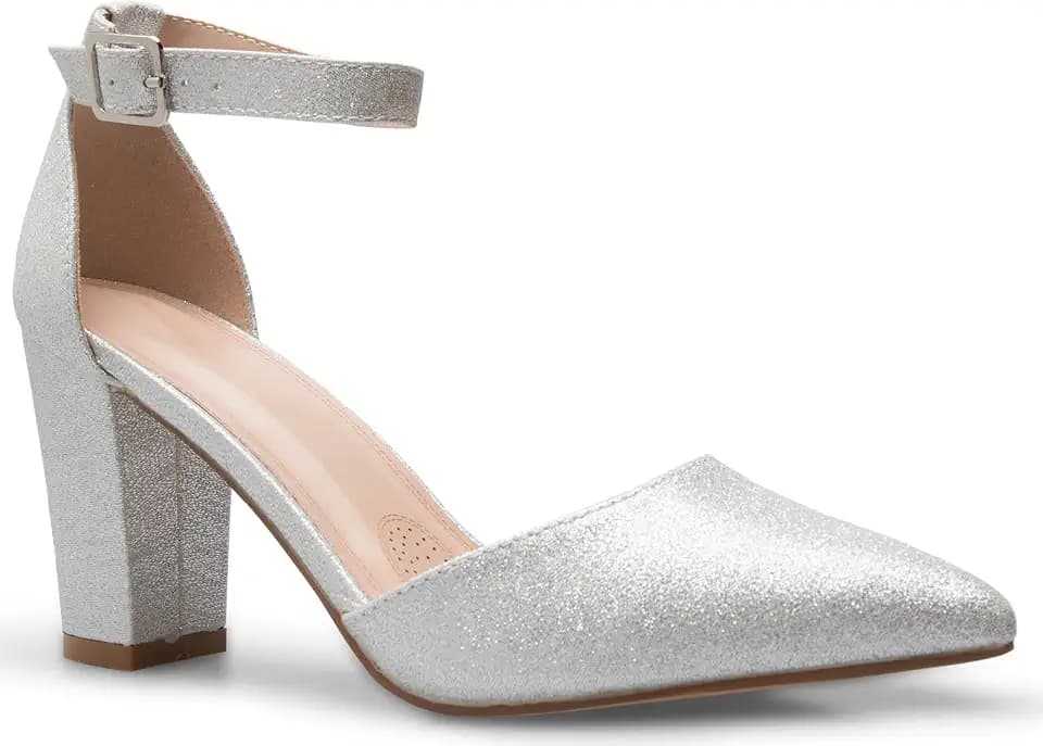 Olivia K Women's Sexy D'Orsay Ankle Strap Pointed Toe Block Heel Pump - Classic, Comfortable