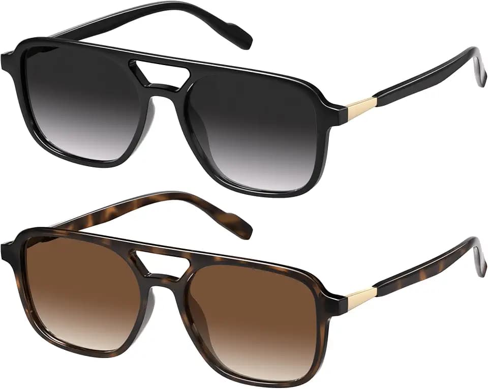 Retro Aviator Sunglasses for Women Men:Polarized Trendy Rectangle Womens Mens Shades Sun Glasses