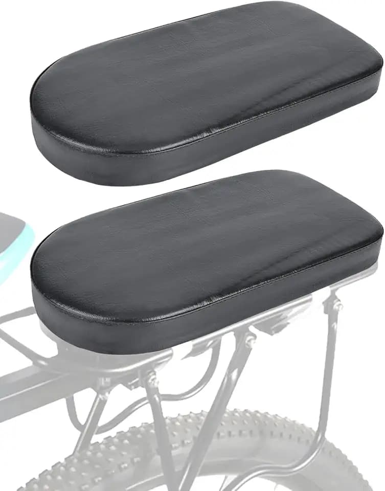 Bicycle Manned Cushion, Black PU Bike Rear Saddle Mountain Bike Back Shelf Seat Cushion, Wide Soft Pad Bicycle Accessory for School Sports Trail Riding