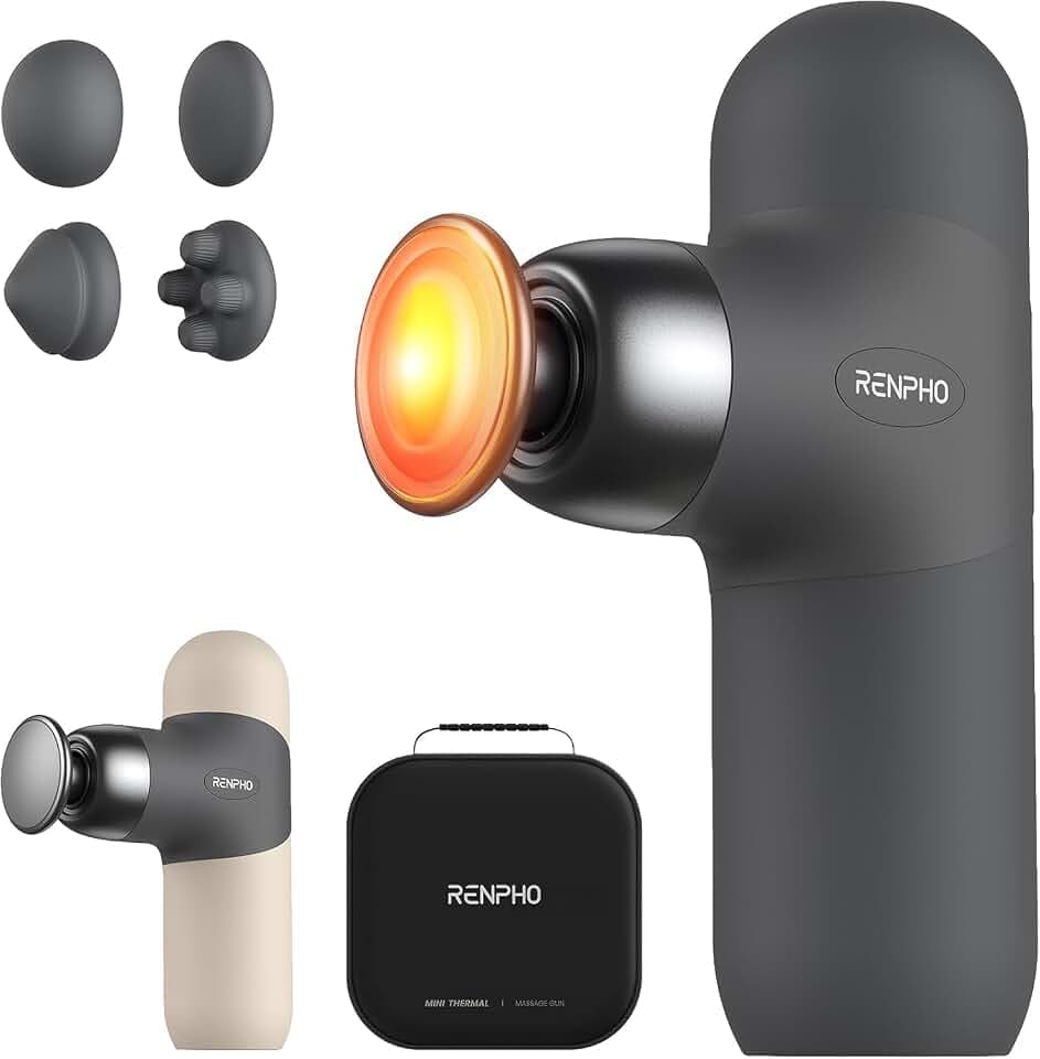 RENPHO Mini Massagepistole mit Wärmefunktion für Reisen Entspannung, Beige