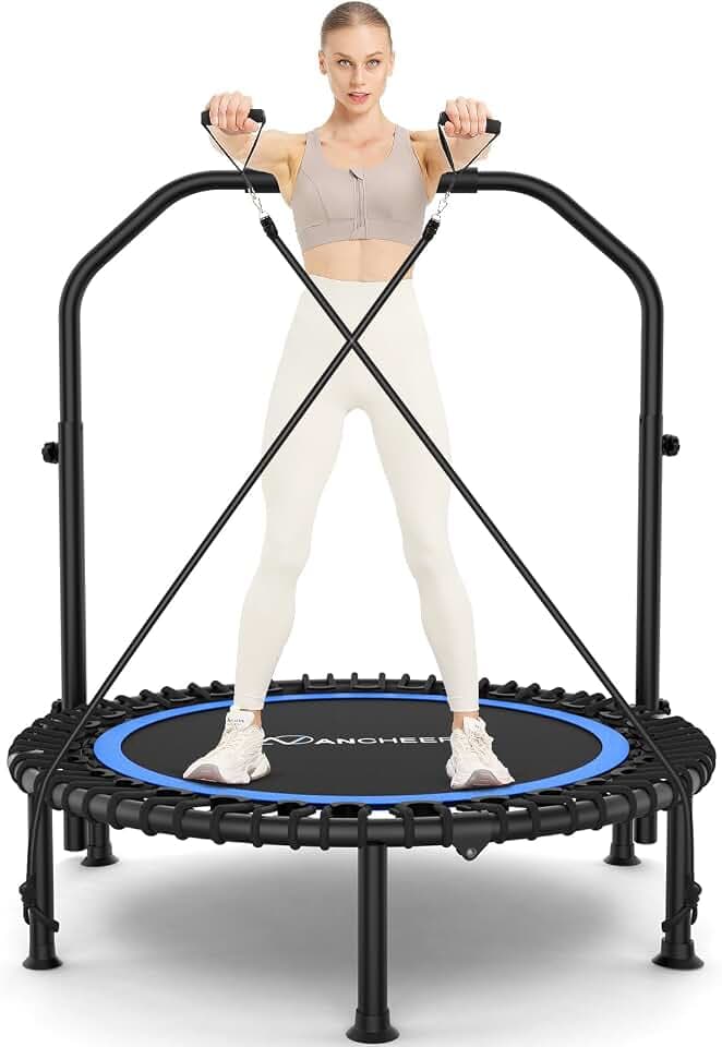 ANCHEER 40"/48" Foldable Mini Trampoline with Adjustable Handle for Adults