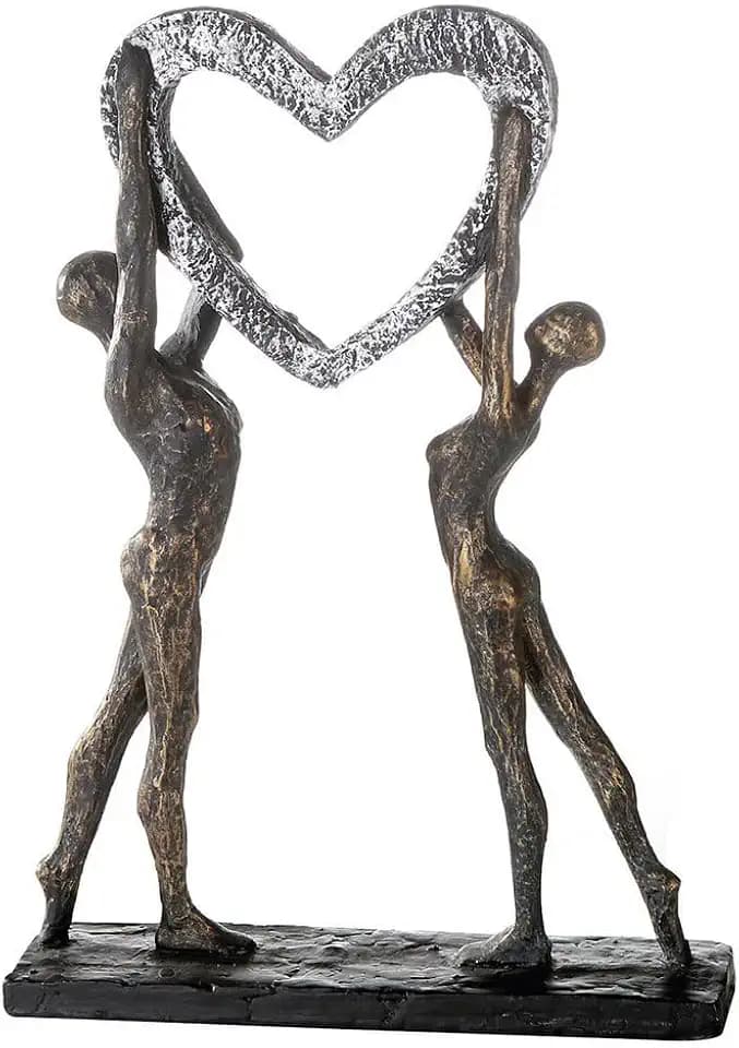 Casablanca Skulptur Victory, Deko Figur Bronze, Silber, Kunstharz Statue Wohnzimmer, Büro Dekoration H. 37 cm x B. 26 cm - Moderne Skulpturen Couple, Liebe, Hochzeit, Valentinstag