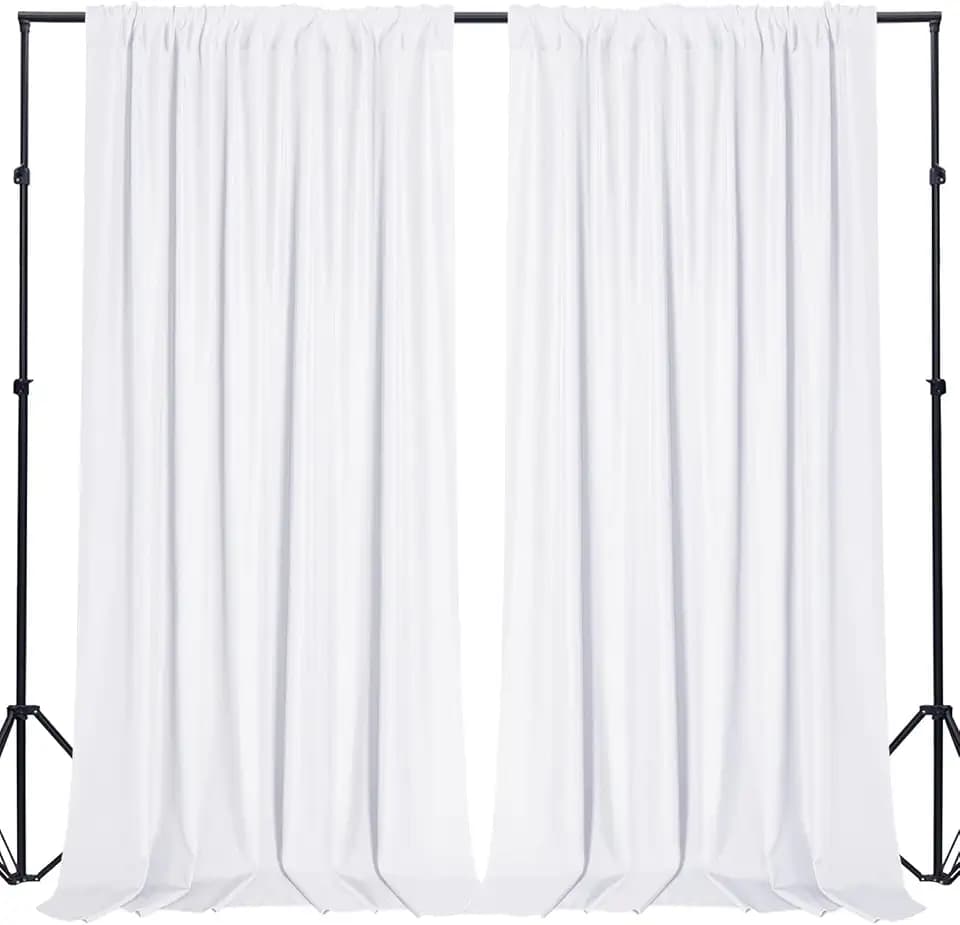 Sugargirl 10x10FT White Backdrop Curtains Polyester Photo Backdrop Drapes Curtains 2 Panels with Rod Pockets for Party Birthday Wedding Photography Home Decoration
