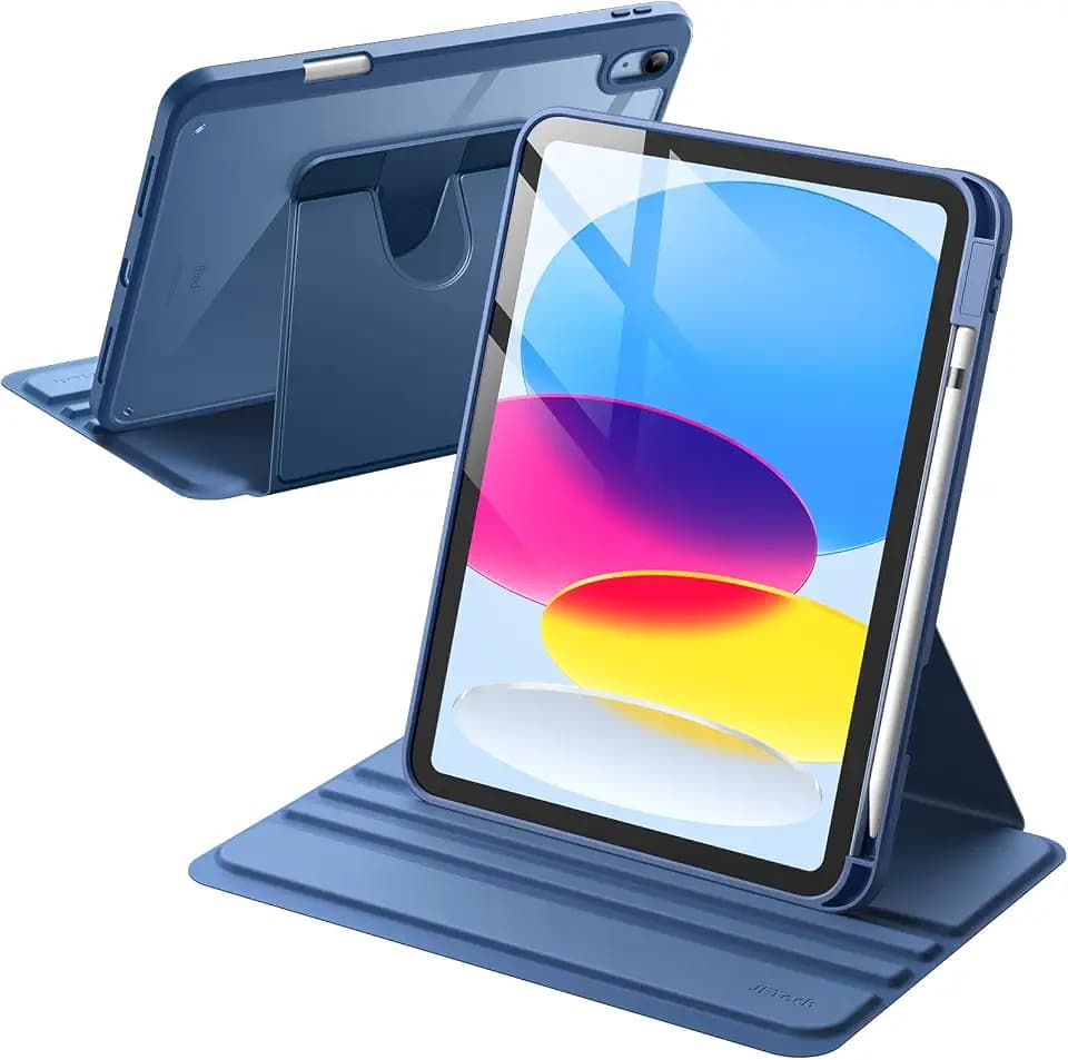 JETech 360° Rotating Case for iPad (A16) 11th/10th Gen, Navy