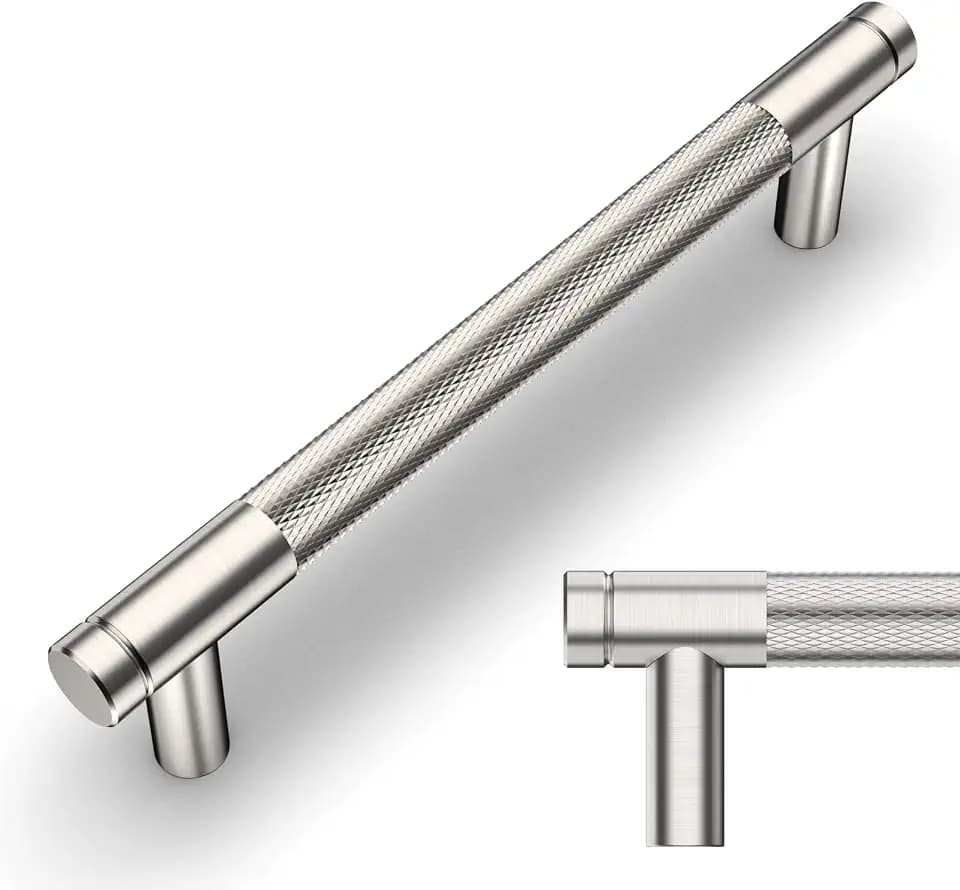 Amerdeco Brushed Satin Nickel Knurled Cabinet Pulls 5 in 10 Pack
