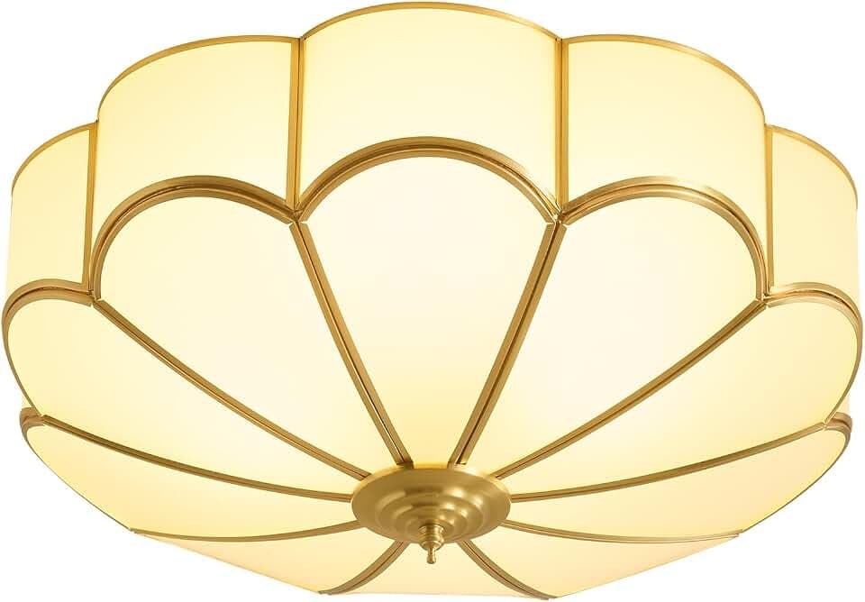 Brass Vintage Gold Ceiling Light - 17.7 In Mid Century Flush Mount Fixture