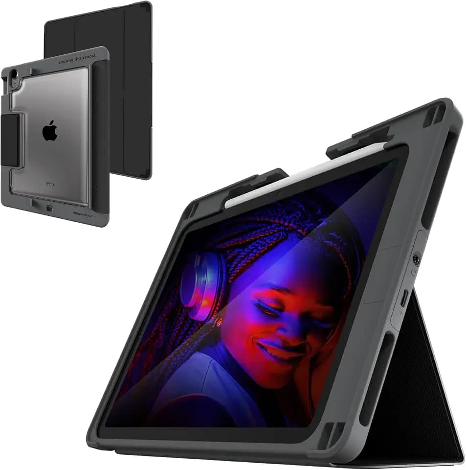 STM Goods Dux Ox Schutzhülle für iPad (A16/10. Gen), super Schutzhülle mit integriertem 3,5-mm-AUX-Klinkenstecker, durchscheinende Rückseite, langlebig und wasserabweisend, integrierter Speicher für