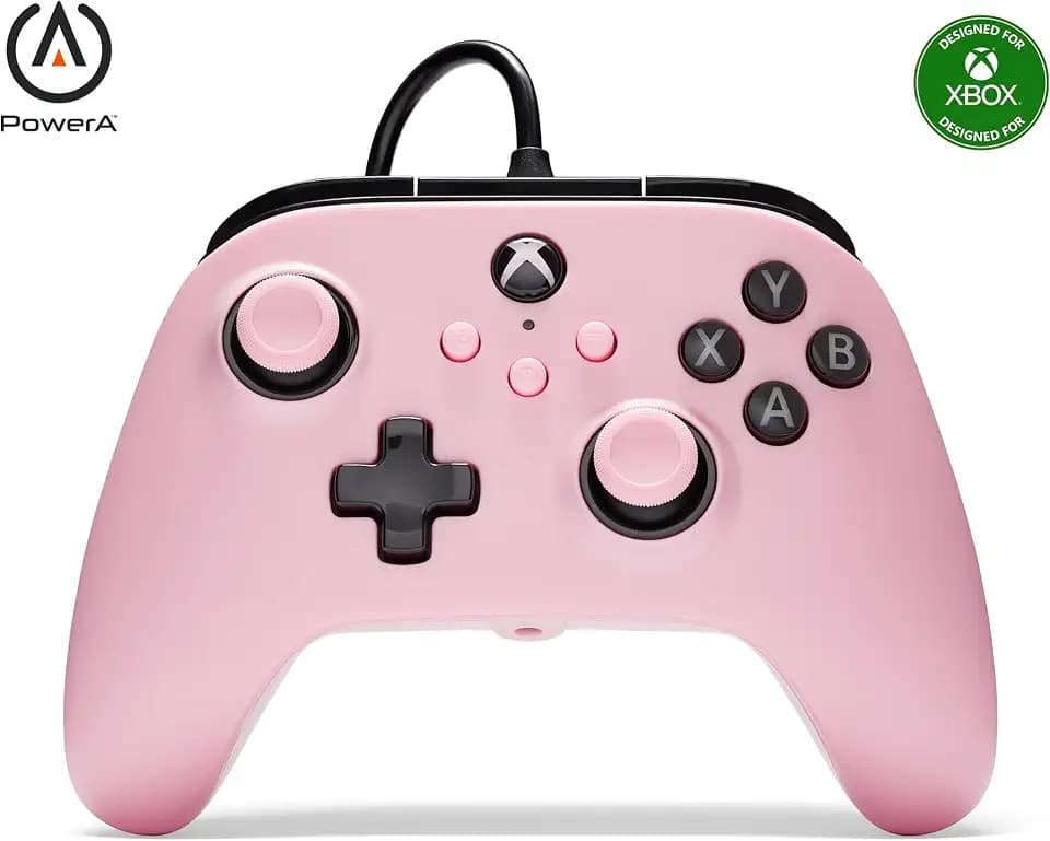 PowerA Wired Controller for Xbox Series X|S - Pink, gamepad, video game/gaming controller, works with Xbox One, Officially Licensed
