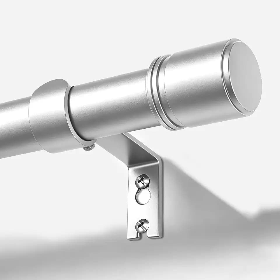 BOLITE Ausziehbare Gardinenstange Silber 80-218 cm, 25 mm Vorhangstange