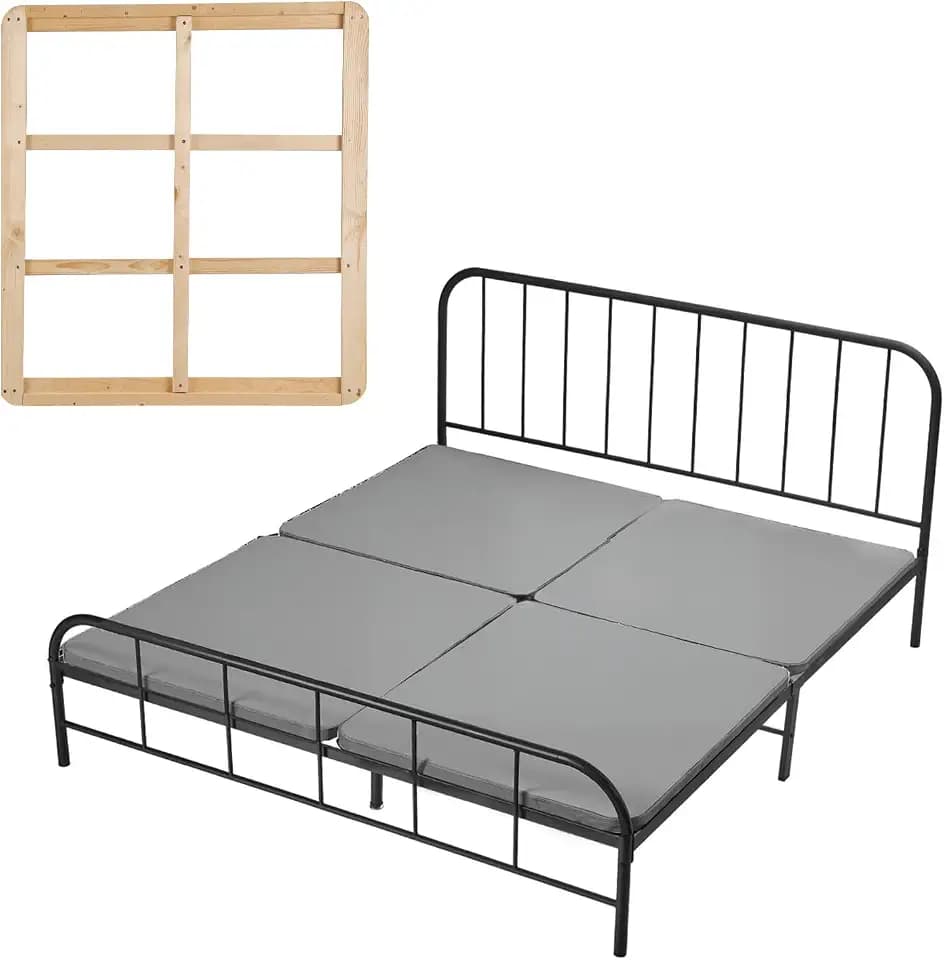 VEVOR Bunkie-Boards für Kingsize-Betten 2000x1880x38 mm, 4-Teilig, Bunkie-Brett für Lattenrost, Bettstützlatten mit 200D Oxford-Gewebe, Holzmatratzenauflage, Matratzen-Unterbau, Grau