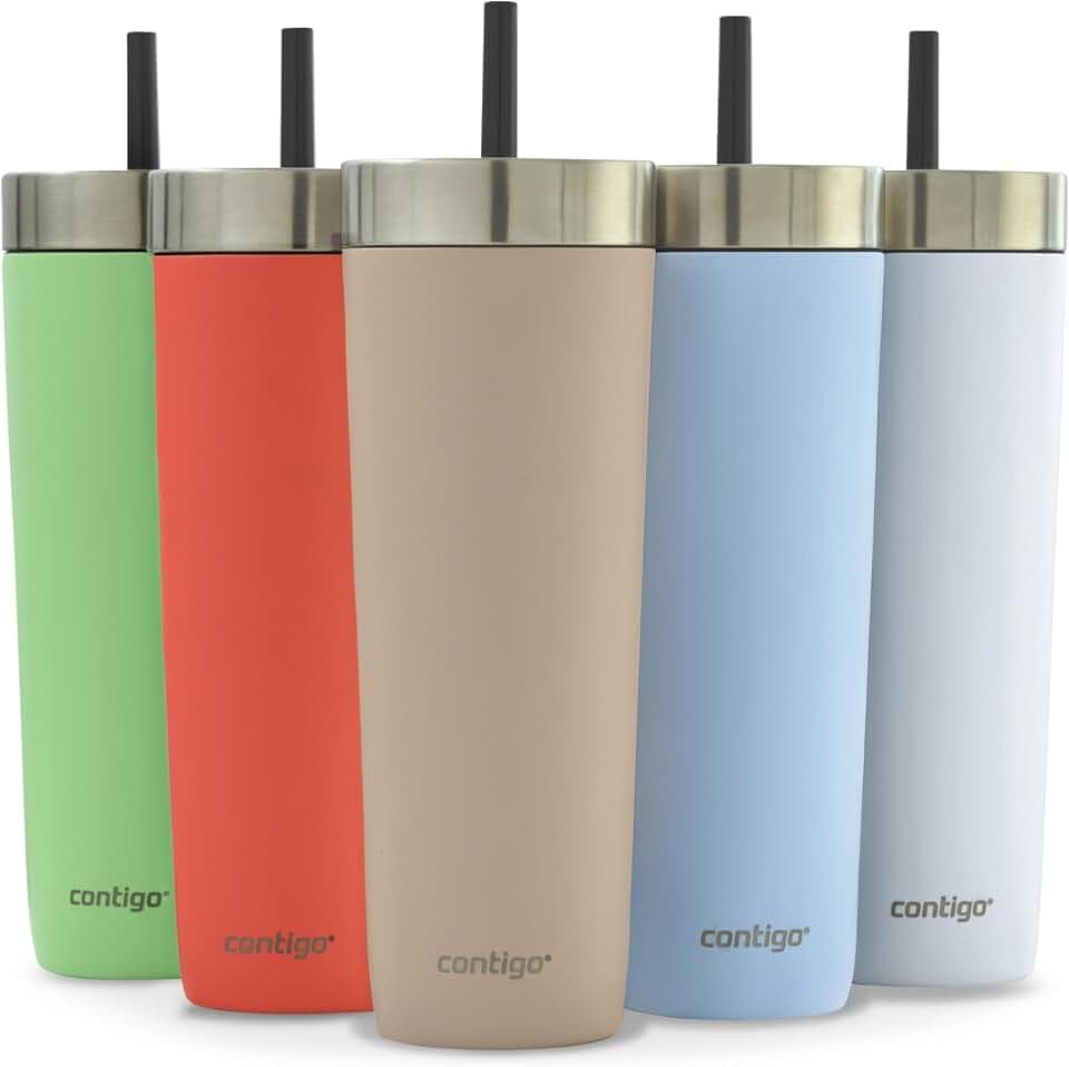 Contigo No-Spill Tumbler mit Strohhalm | isoliert | 14h kalt | 720 ml