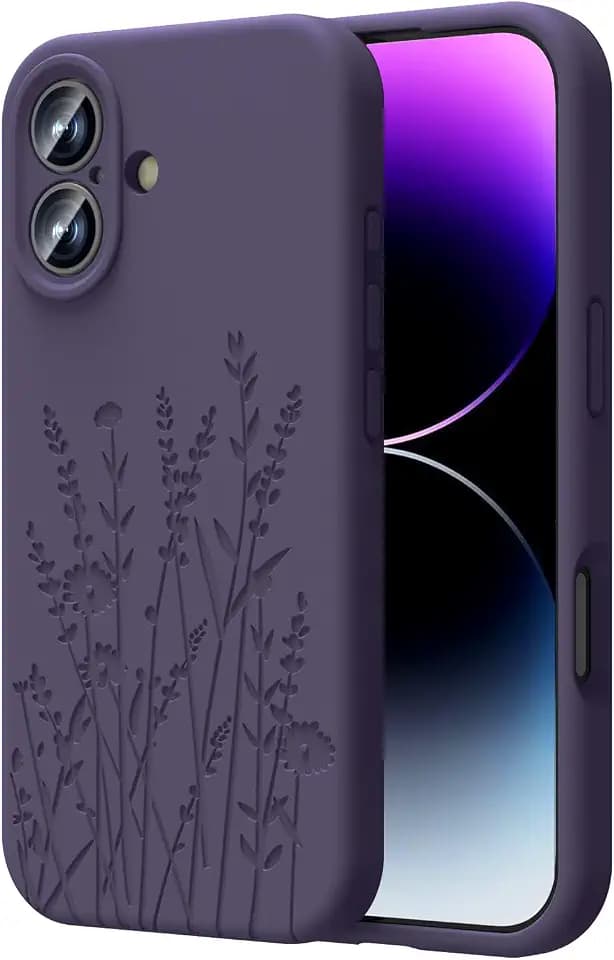 OAOA Engraved for iPhone 17 Case, Purple Flower