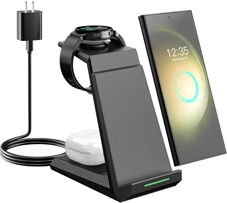 Wireless Charger for Samsung - NANAMI 3 in 1 Phone and Watch Charger Stand