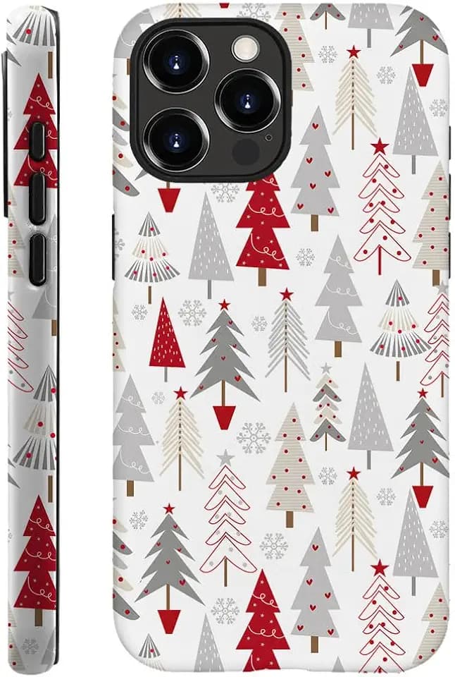 SEized Case Compatible with for iPhone 15 Pro,Red White Christmas Tree Pattern Phone Case for Girl Women Boy Men,Durable Protection Case for iPhone 15 Pro
