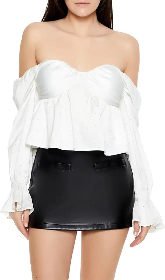 Forever 21 Women's Off-The-Shoulder Peplum Crop Top